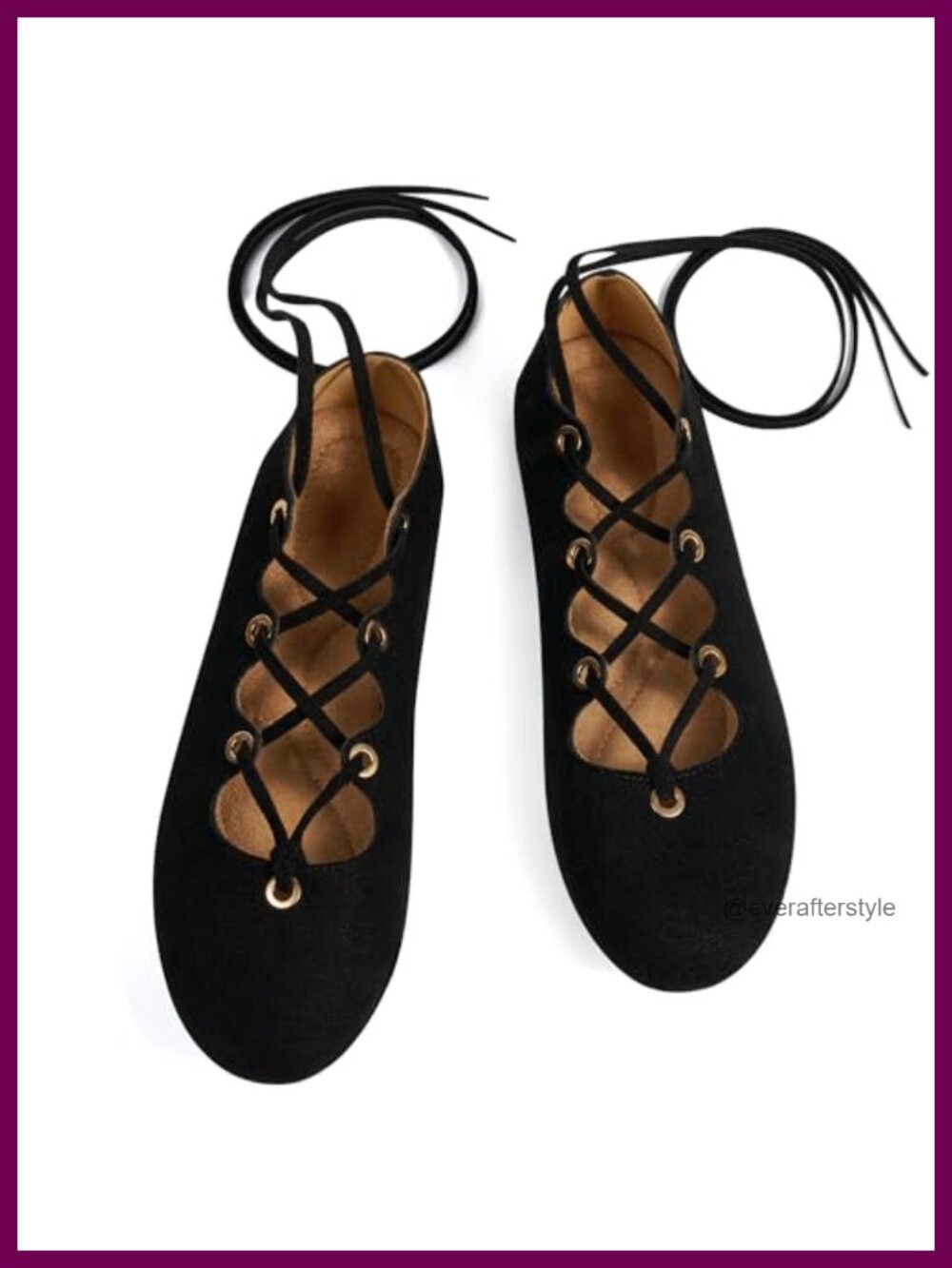 Suede Ballet Flats Round Toe Lace-Up Comfort Casual Retro Women's Shoes